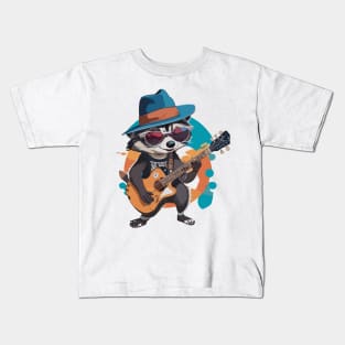 Raccoon play guitar Kids T-Shirt